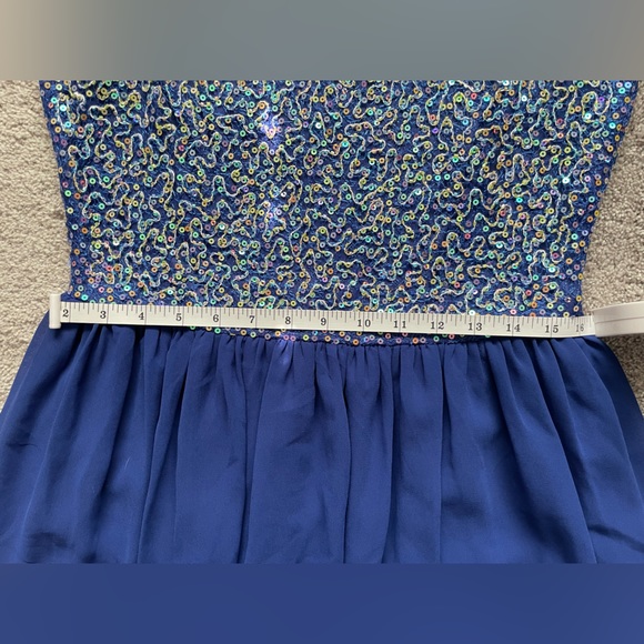 NWT Francesca’s Collection Blue Sleeveless Sequin Mesh Dress Blue size large - Picture 10 of 16
